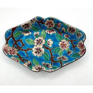 Art Deco Longwy Floral Jewelry Dish